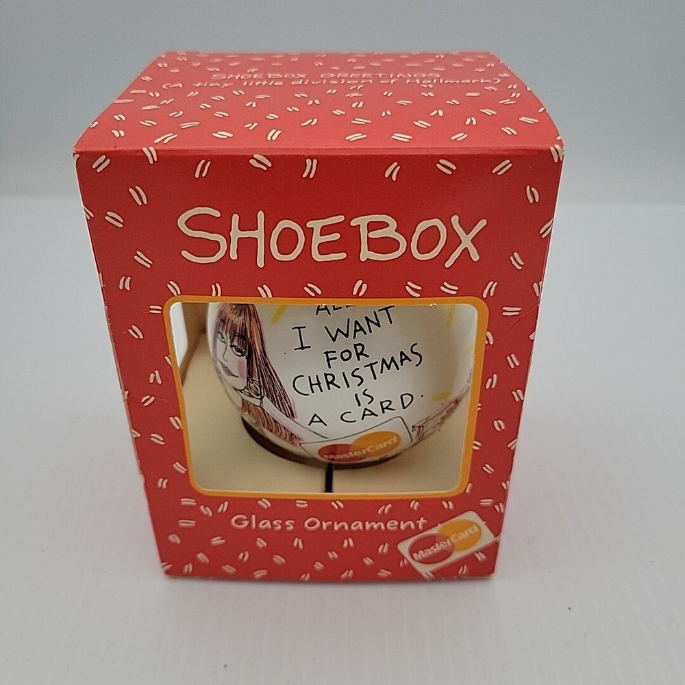 Hallmark Shoebox Mastercard Glass Ornament Christmas Ball 1992 Vintage